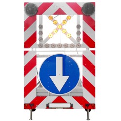 Remorca 2 axe cu panou MIC de semnalizare si dirijare trafic 24 lampi LED U26c